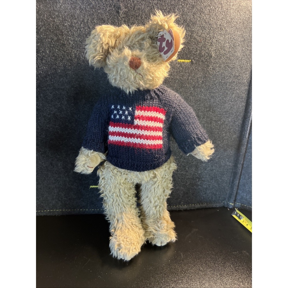 Vintage Ty 1993 Attic Treasures Collection "Grant" Bear W/American Flag‎ Sweater